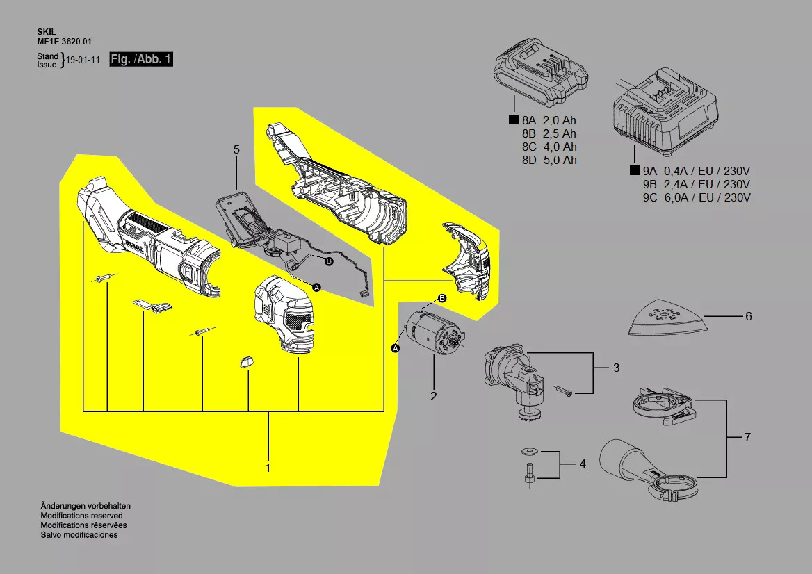 carter boitier outil multifonctions 3620 Skil réf. 2826432001
